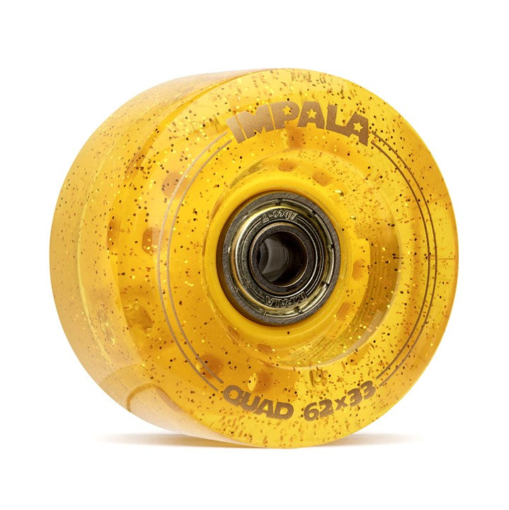 Impala Light Up LED Gold Glitter Outdoor Roller Skate Wheels With Bearings 62mm 82A - Lucky Skates