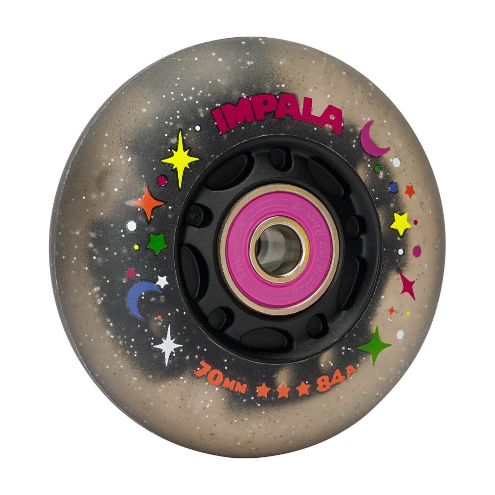 Impala Light Up Black Twinkle LED Inline Wheels with Bearings 70mm 84A - Lucky Skates 