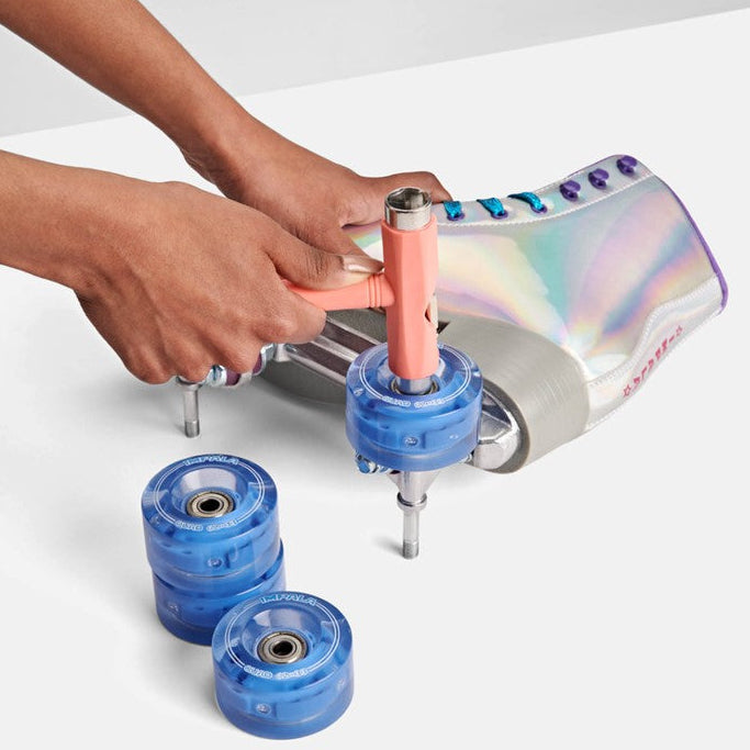 Impala Light Up Blue LED Roller Skate Wheels With Bearings 62mm 82A - Lucky Skates