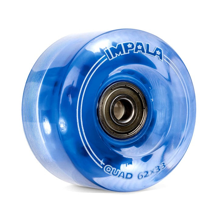 Impala Light Up Blue LED Roller Skate Wheels With Bearings - 4 Pack - Lucky Skates