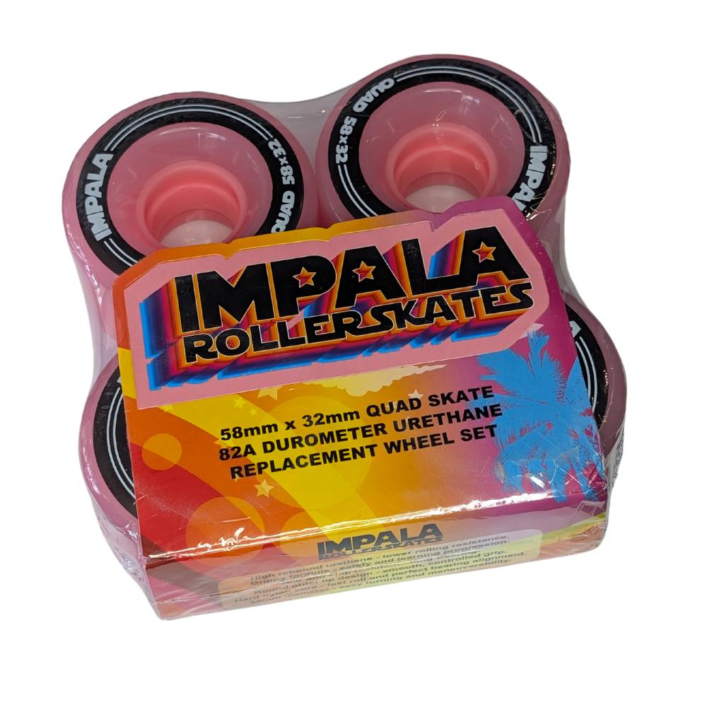 Impala Pink Outdoor Hybrid Roller Skate Wheels 4 Pack 58mm 82a - Lucky Skates