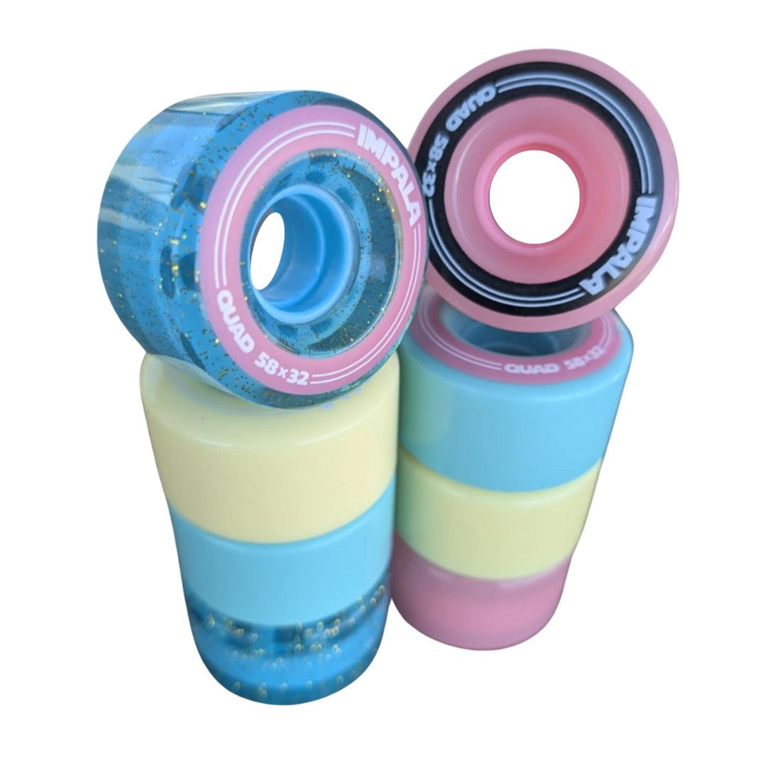 Impala Rainbow Pastel Outdoor Roller Roller Skate Wheels - 8 Pack - Lucky Skates 