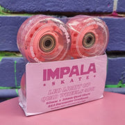 Impala Red Pink Light Up LED Roller Skate Wheels With Bearings 62mm 82A - 4 Pack - Lucky Skates
