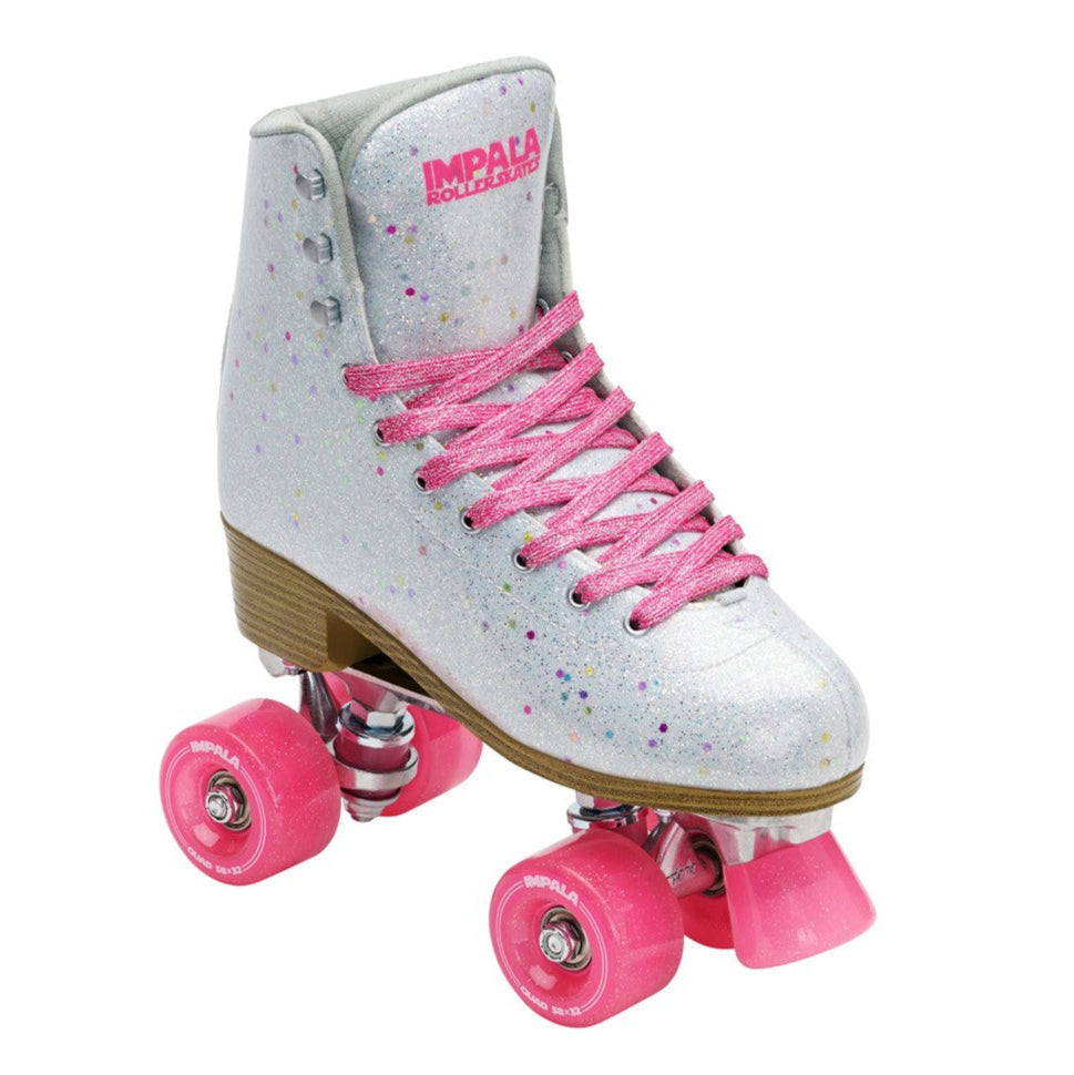 Confetti Impala Pink Silver Roller Skates Glitter  - Lucky Skates