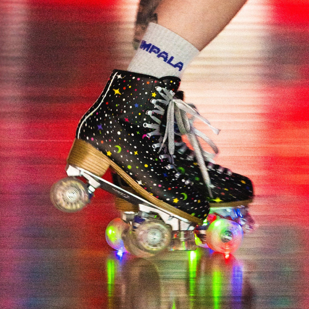Implala Twinkle Quad Roller Skates Black LED Wheels - Lucky Skates  
