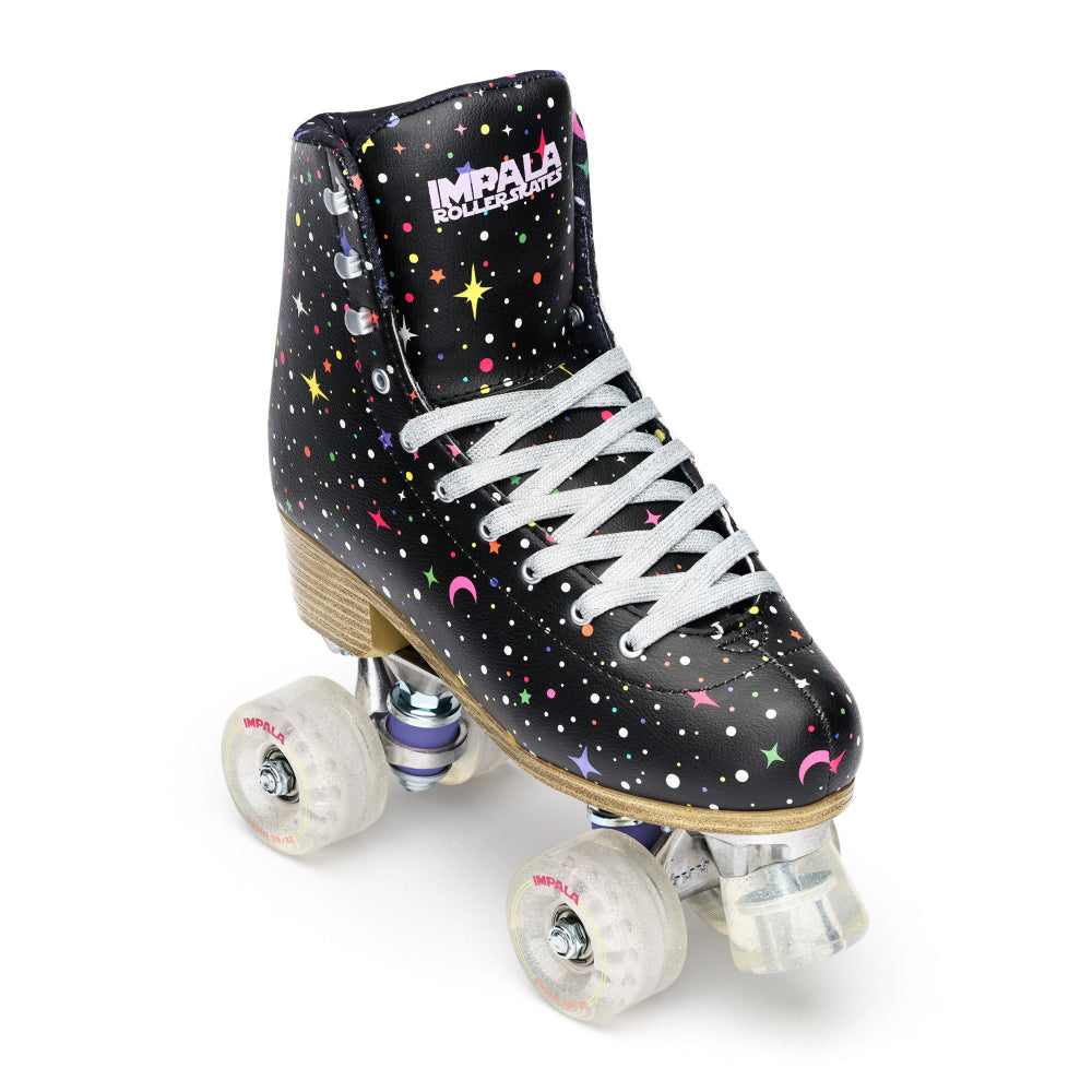 Implala Twinkle Star Quad Roller Skates Black LED Wheels - Lucky Skates  