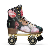 Impala Vintage Floral High Top Retro Roller Skates Gold Black Maroon Flowers - Lucky Skates 