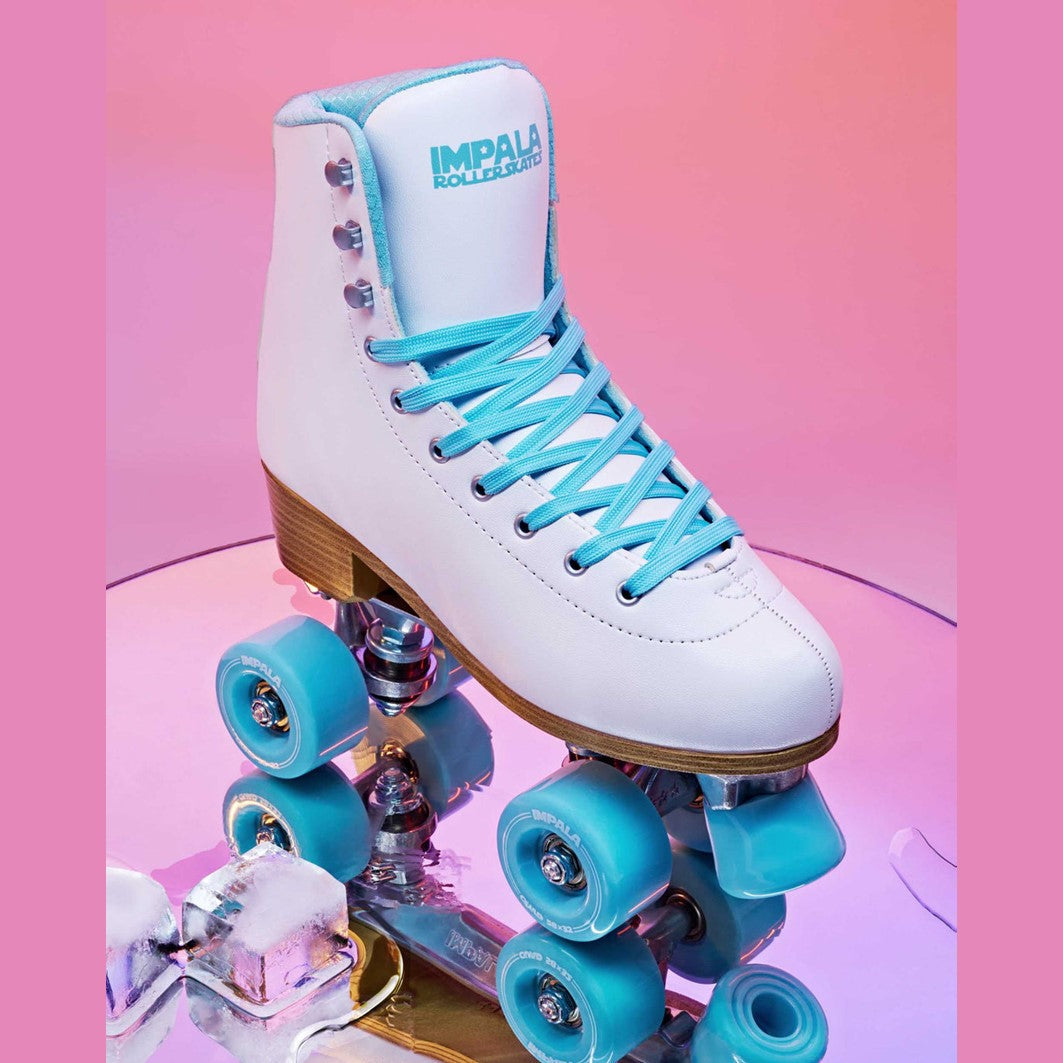 White Ice Impala Roller Skates White Blue - Lucky Skates