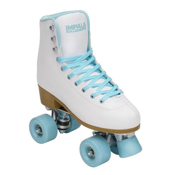 White Ice Impala Roller Skates White Light Blue High Top Retro - Lucky Skates