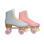 blue pink high top roller skate