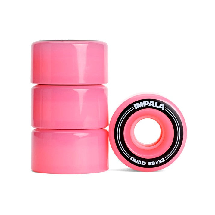 Impala Pink Outdoor Hybrid Roller Skate Wheels 4 Pack 58mm 82a - Lucky Skates