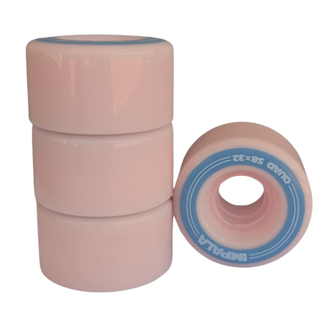 Impala Baby Pink Outdoor Quad Rolller Skate Wheels 82a 58mm 4 pack - Lucky Skates