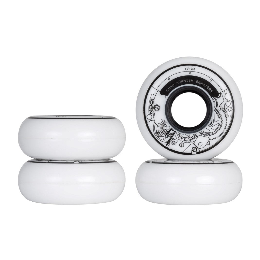 IQON Chad Hornish Aggressive Inline Wheels 60mm 90A White - 4 Pack - Lucky Skates