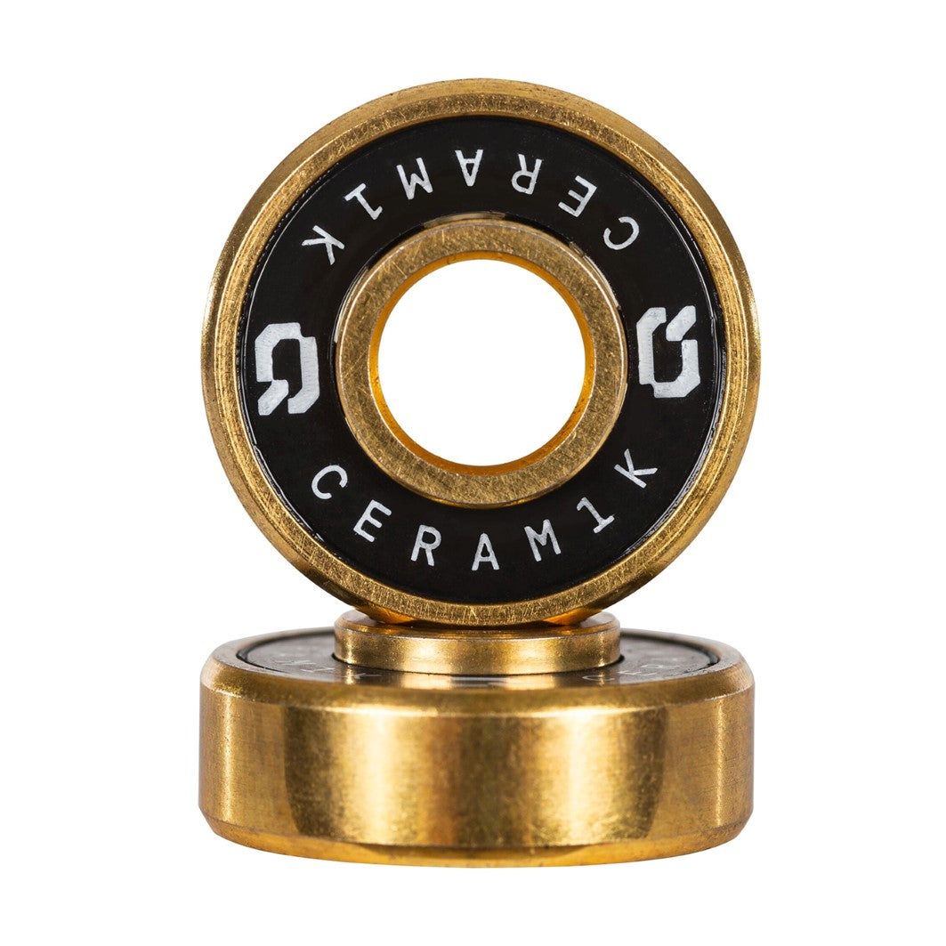 IQON Decode Ceramic 8mm Gold Black Skate Bearings (16 Pack) - Lucky Skates