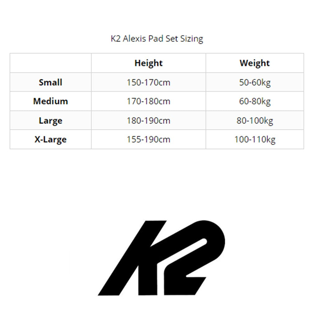 K2 Alexis Womens 3-Pack Size Chart - Lucky Skates