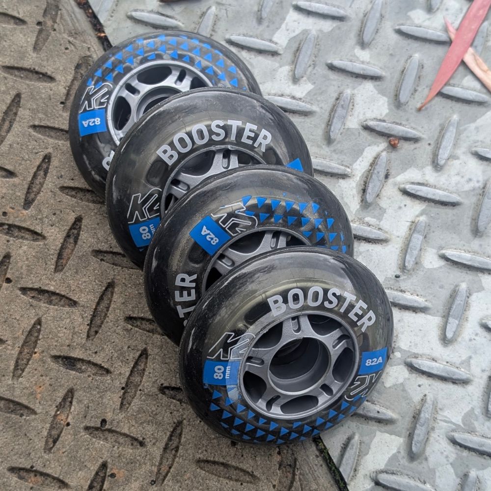 K2 Booster Indoor Outdoor Inline Skate Wheels 76mm 80A Clear 4 Pack - Lucky Skates 