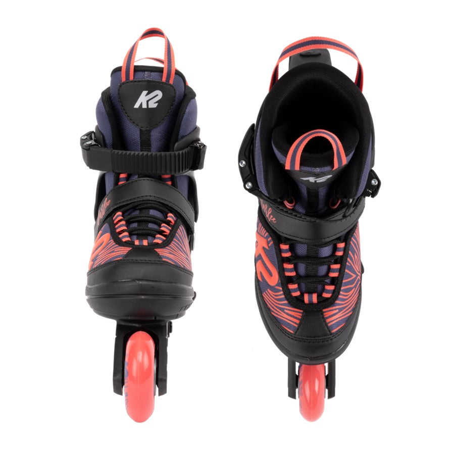 Kids Adjustable K2 Marlee Purple/Coral Inline Skates - Lucky Skates