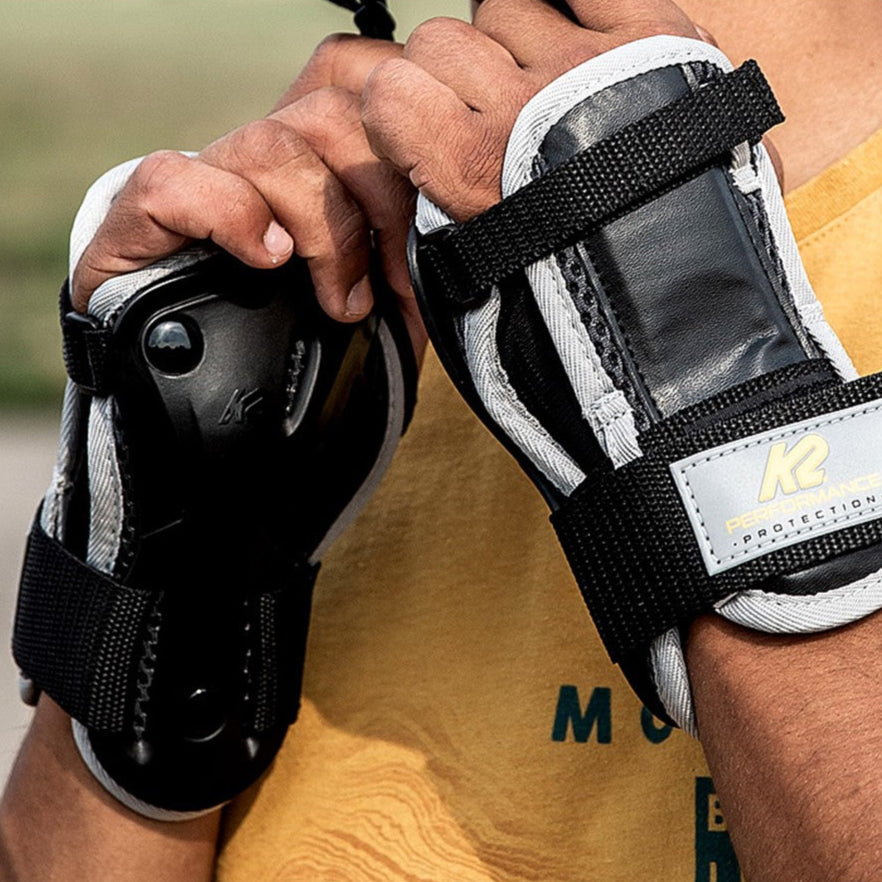 K2 Performance Mens Black Silver Wrist Guards - Lucky Skates