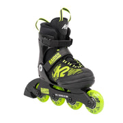 Kids Adjustable K2 Raider Black/Lime Inline Skates - Lucky Skates