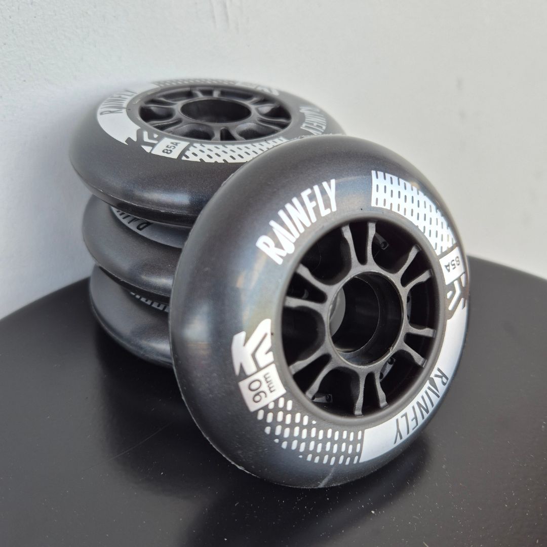 K2 Rainfly Outdoor Inline Wheels 90mm 85A Black 4 Pack - Lucky Skates 