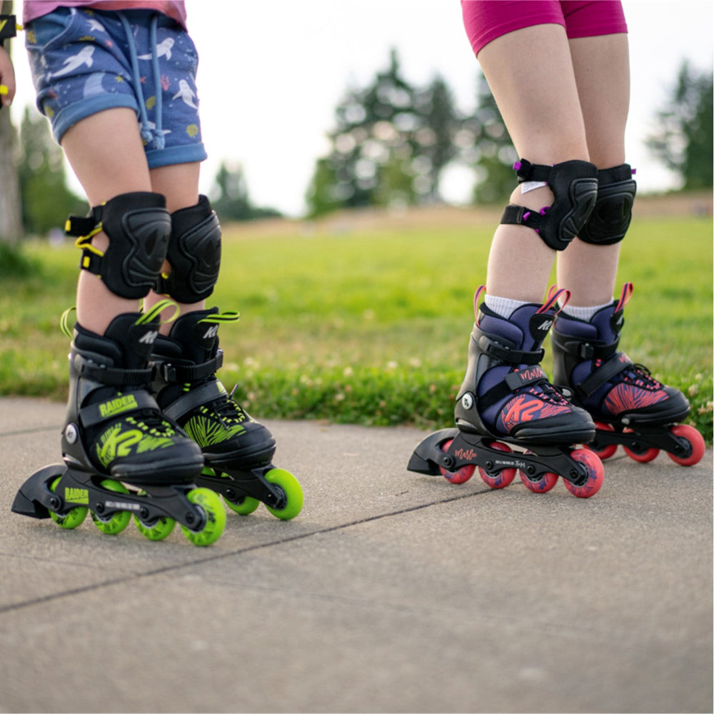 Kids Adjustable K2 Raider Black/Lime Inline Skates - Lucky Skates