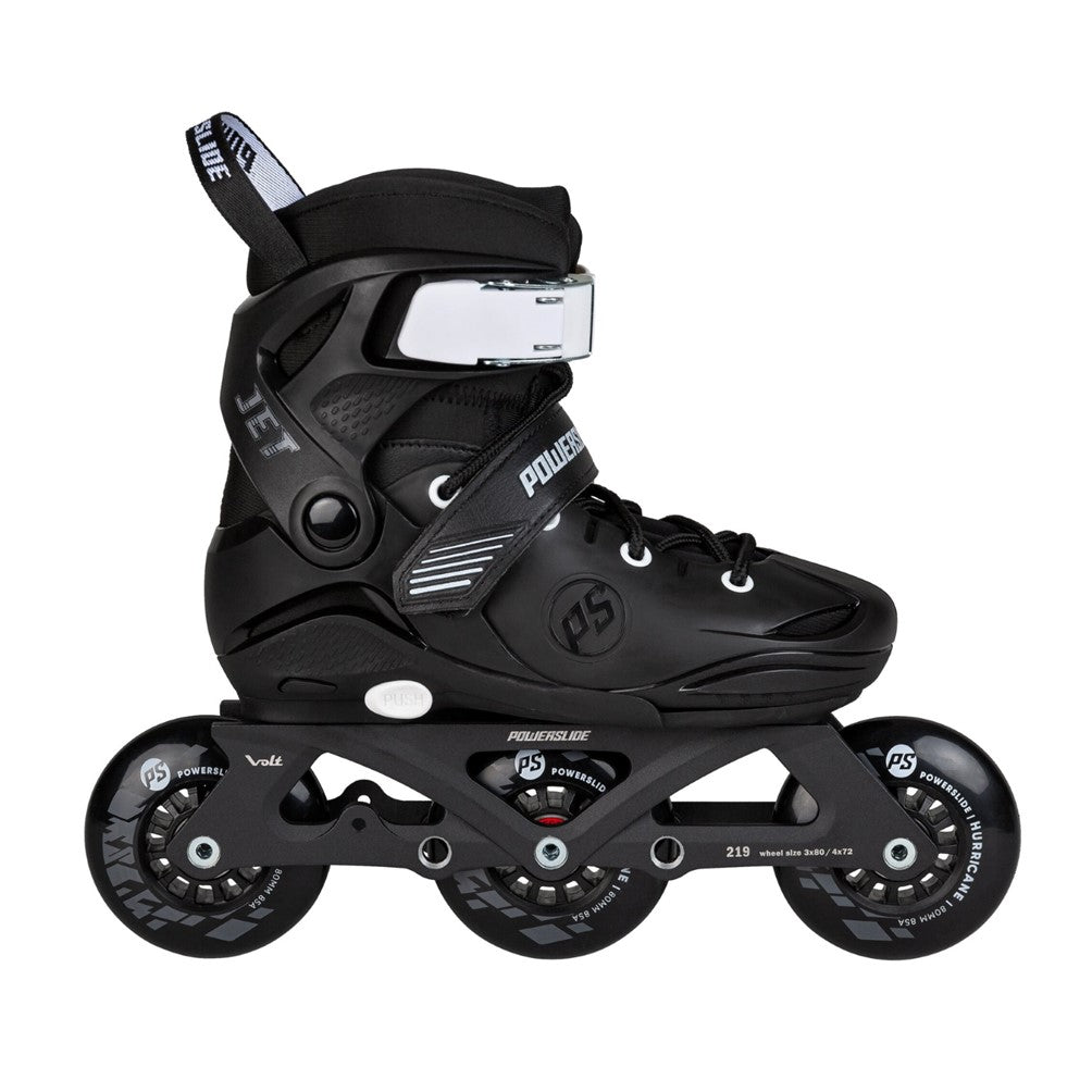 Kids Adjustable Powerslide Jet Pro Black Inline Tri Skates - Lucky Skates