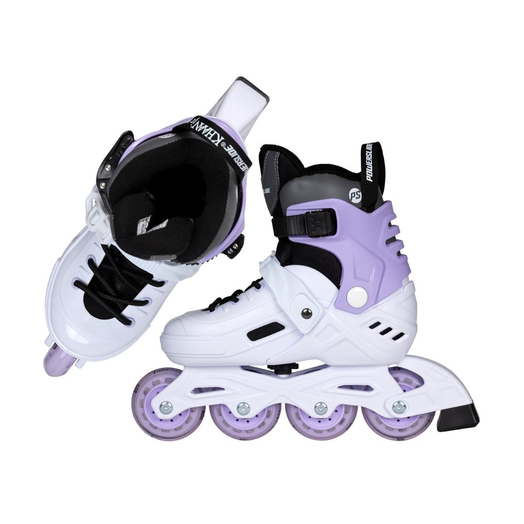 Kids Adjustable Powerslide Khaan Junior LTD White Purple Inline Skates - Lucky Skates