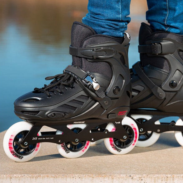 Kids Adjustable Powerslide Khaan Junior Pro Black Inline Tri Skates - Lucky Skates