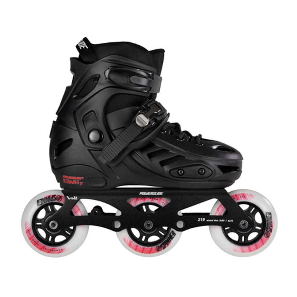 Kids Adjustable Powerslide Khaan Junior Pro Black Inline Adjustable Tri Skates - Lucky Skates
