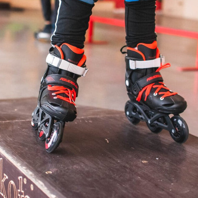 Kids Adjustable Powerslide Phuzion Jet Red Black Pro Inline Tri Skates - Lucky Skates