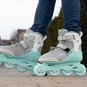 Kids Adjustable Powerslide Rocket Aqua Grey Inline Skates - Lucky Skates