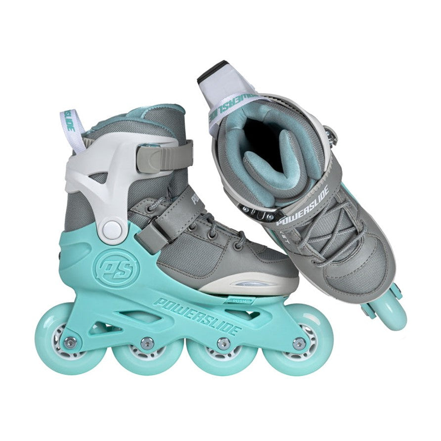 Kids Adjustable Powerslide Rocket Aqua Grey Inline Skates - Lucky Skates