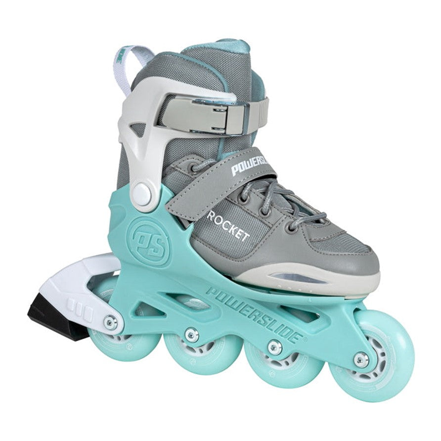 Kids Adjustable Powerslide Rocket Aqua Grey Inline Skates - Lucky Skates
