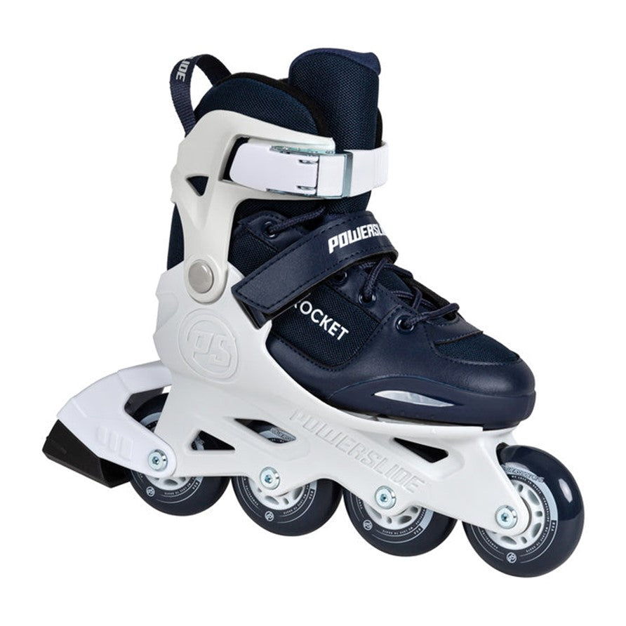 Kids Adjustable Powerslide Rocket Navy Blue White Inline Skates - Lucky Skates