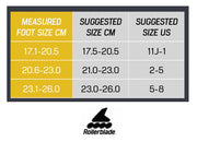 Rollerblade Microblade Kids Adjustable Skate Size Chart - Lucky Skates 