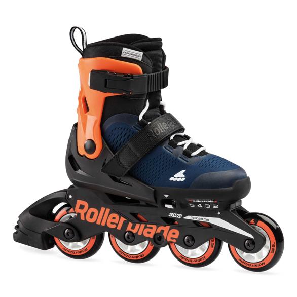 Rollerblade Microblade Kids Adjustable Blue Orange Inline Skates - Lucky Skates