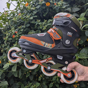 Kids Adjustable SFR Pixel Green Orange Inline Skates - Lucky Skates