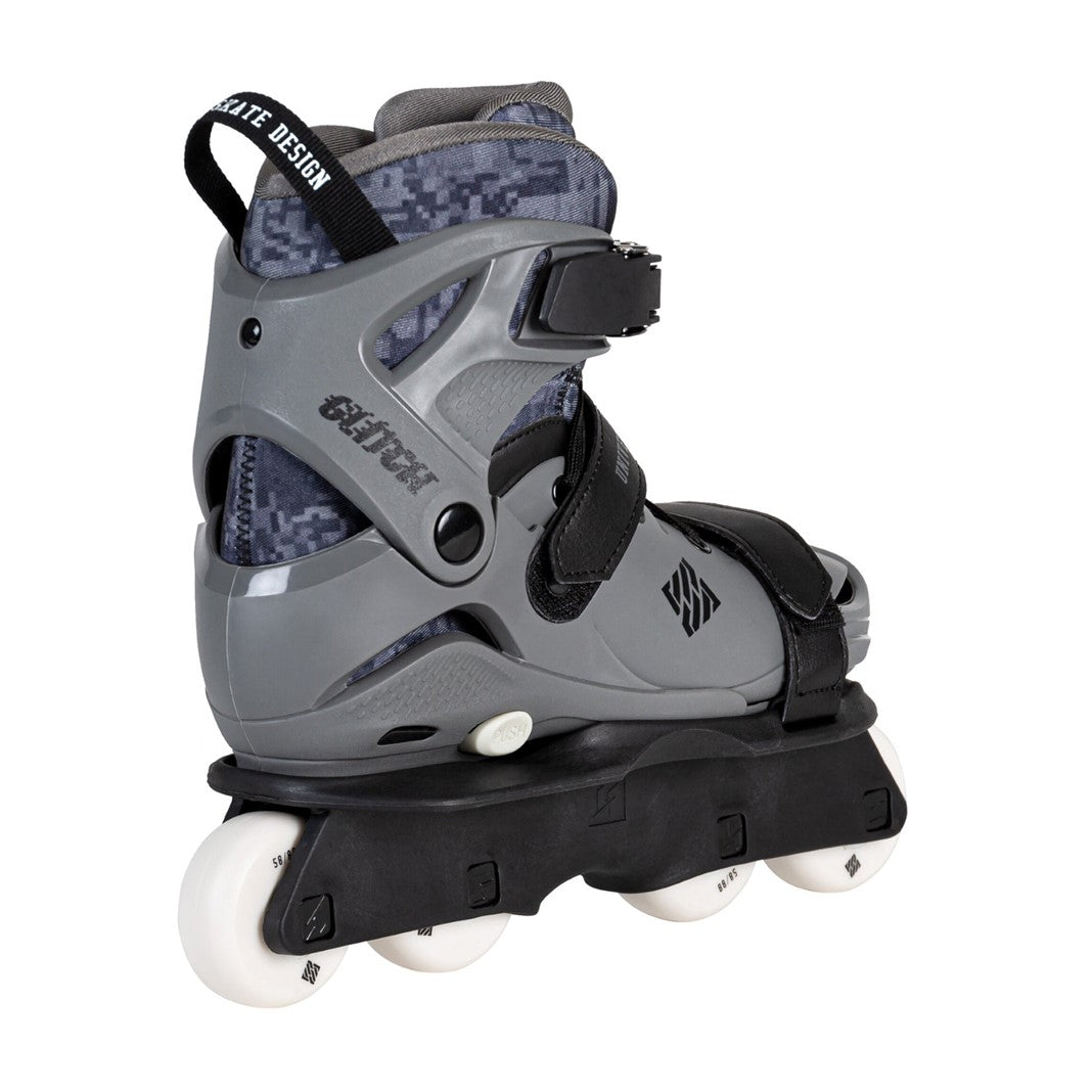 Kids Adjustable USD Grey Glitch Aggressive Inline Skates - Lucky Skates
