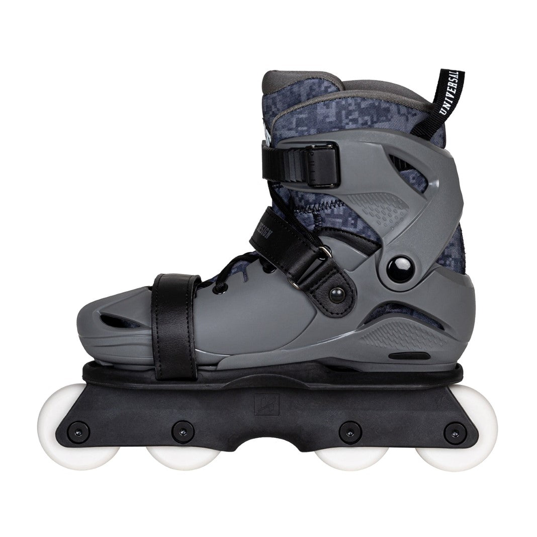 Kids Adjustable USD Grey Glitch Aggressive Inline Skates - Lucky Skates