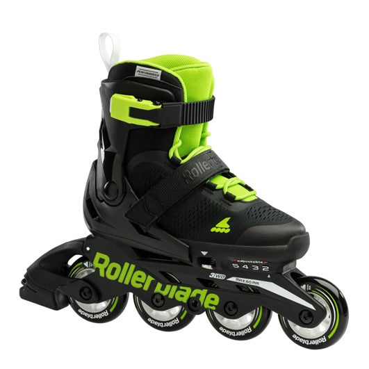 Kids Adjustable Rollerblade Microblade Black/Green Inline Skates - Lucky Skates