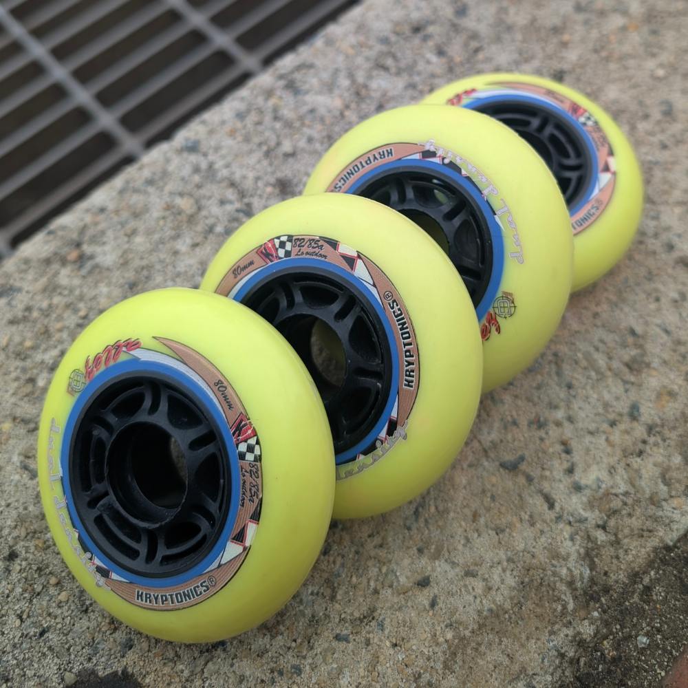 Kryptonic Dual Durometer Inline Wheel Yellow 80mm - Lucky Skates  