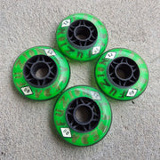 Labeda Fuzion Indoor Inline Roller Hockey Wheel X-soft Green 80mm 4 pack - Lucky Skates 