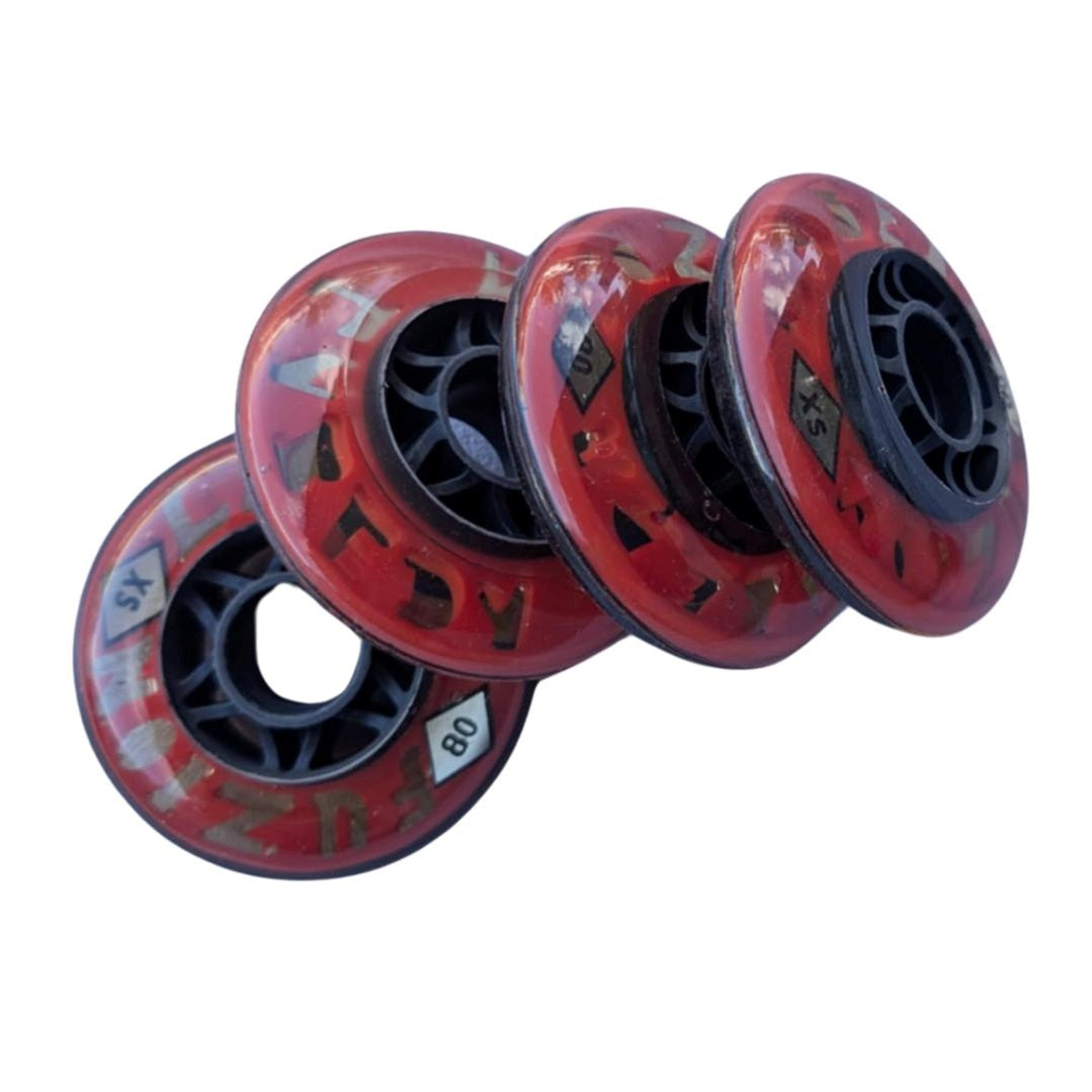 Labeda Fuzion X-Soft Red Inline Skate Wheels 72mm, 80mm - 4 Pack