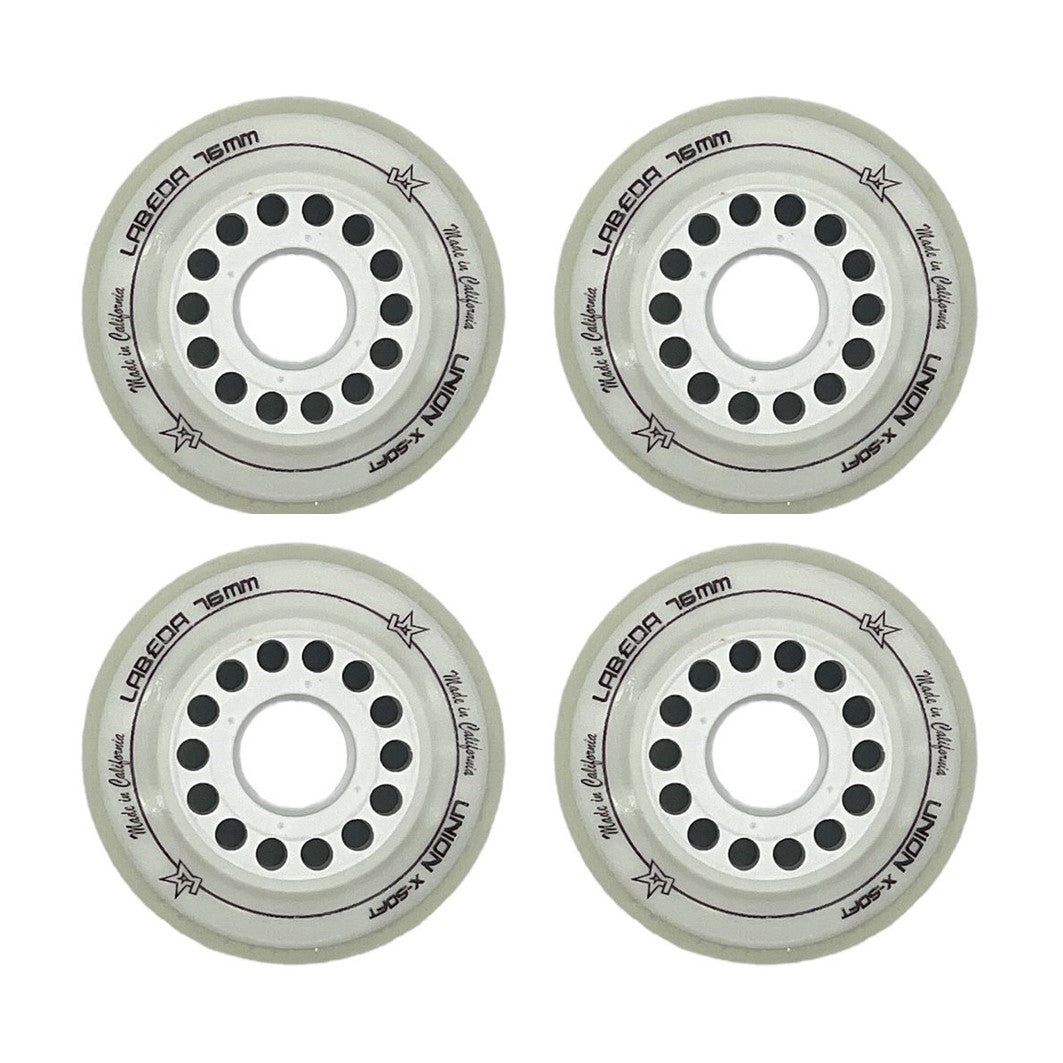 Labeda Union X-Soft White 76mm Inline Hockey Wheel - 4 Pack - Lucky Skates