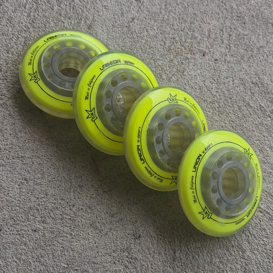 Labeda Union X-Soft Yellow Inline Indoor Roller Hockey Wheels 76mm 4 pack - Lucky Skates 