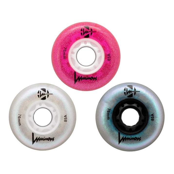 Luminous Light Up Glitter LED Inline Wheels 76mm 85A - 4 Pack - Lucky Skates