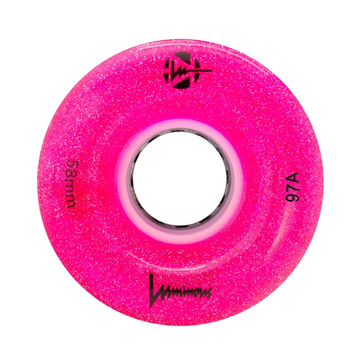 Luminous Light Up Quad Wheels Pink Glitter 97A - 4 pack - Lucky Skates