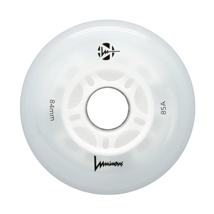 Luminous Light Up Inline Wheels White Glow 84mm 85A - 4 Pack - Lucky Skates