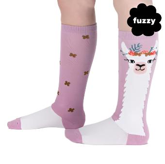 LILAC KNEE HIGH SOCKS LLAMA ON