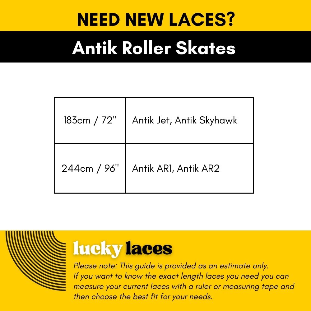 Lucky Laces Antik Roller Skate Length 183cm / 72" Antik Jet, Antik Skyhawk, 244cm / 96" Antik AR1, Antik AR2 - Lucky Skates 